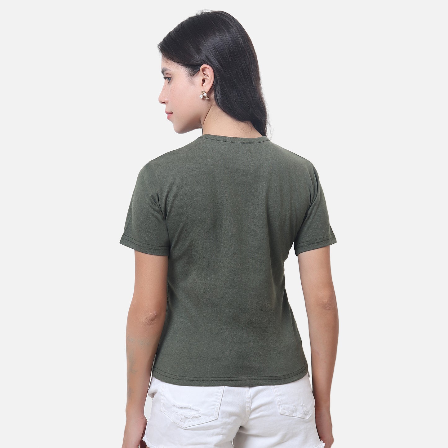 Olive Green Criss-Cross Neck T-Shirt – Cool, Casual & Effortlessly Stylish