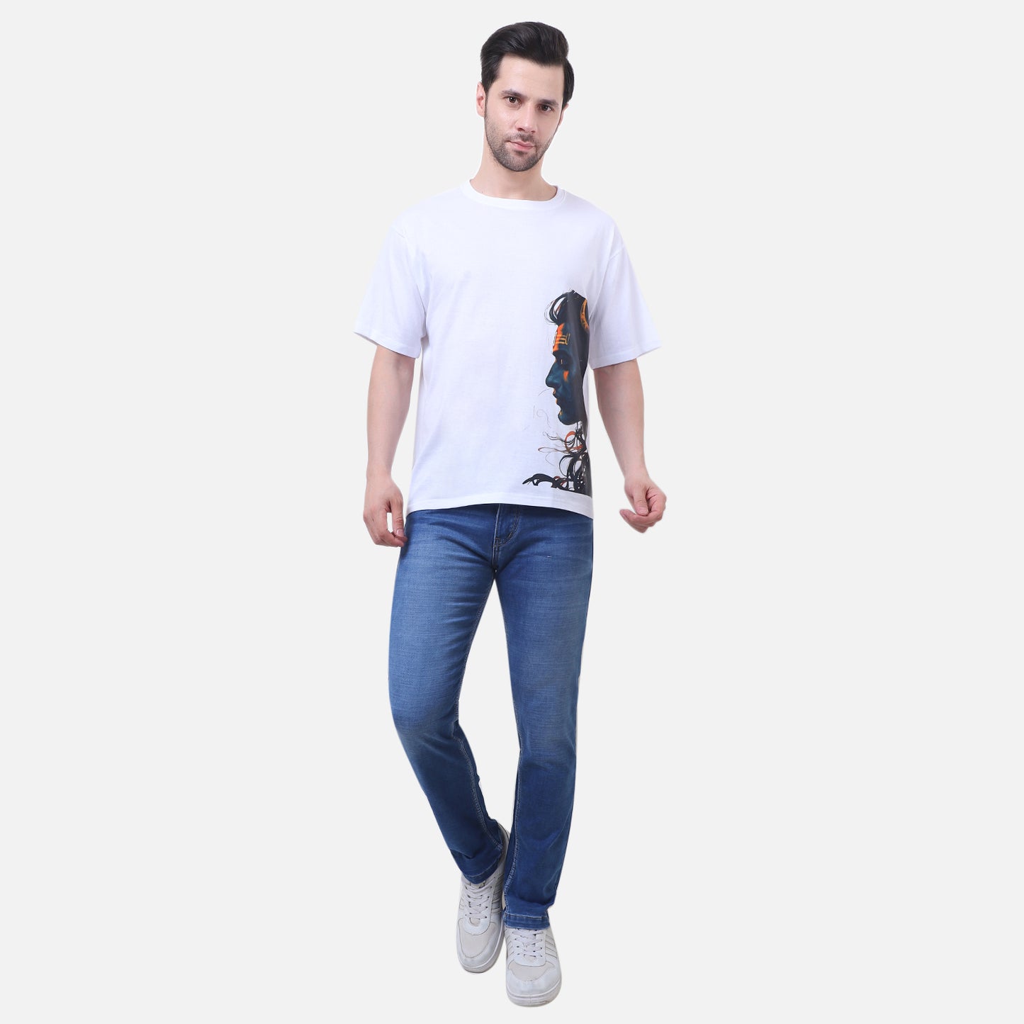 Divine Lord Shiva Printed T-Shirt – Premium Cotton White Tee for Men