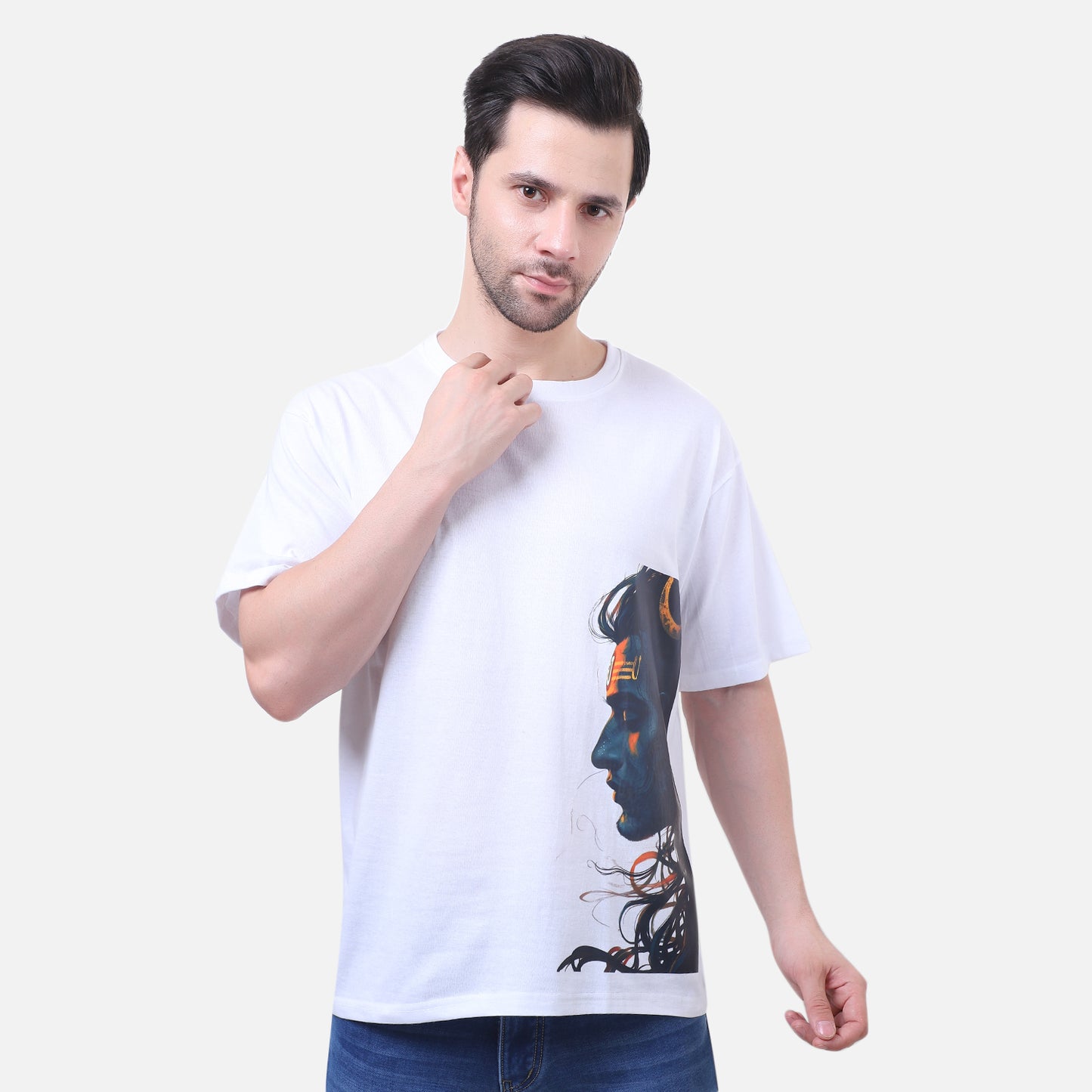 Divine Lord Shiva Printed T-Shirt – Premium Cotton White Tee for Men