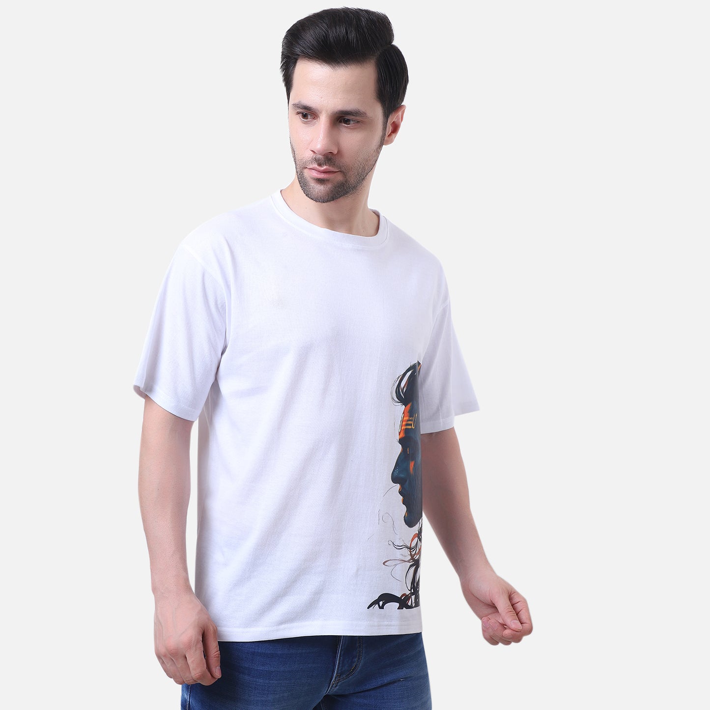 Divine Lord Shiva Printed T-Shirt – Premium Cotton White Tee for Men
