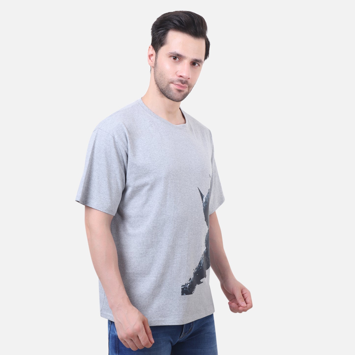 Dark Knight Rage Graphic T-Shirt – Grey Cotton Unisex Batman-Inspired Tee