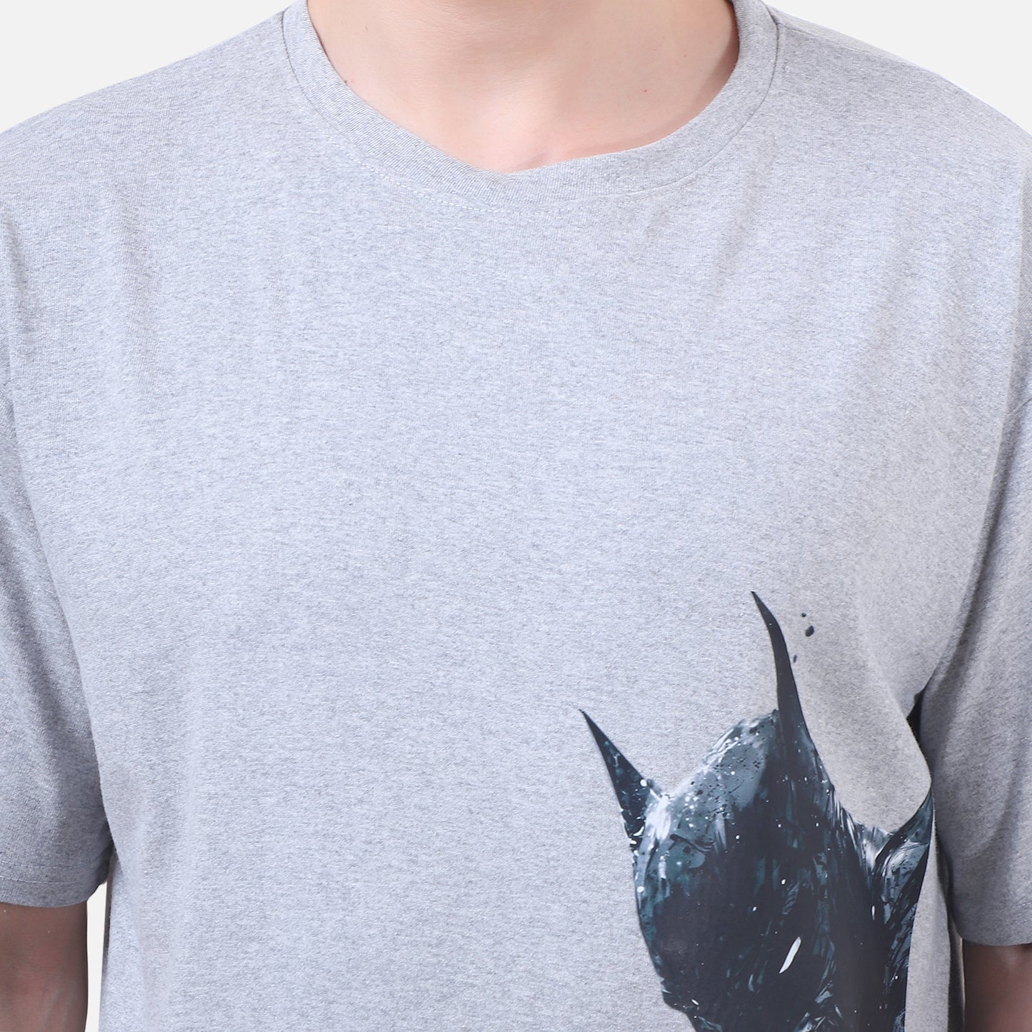 Dark Knight Rage Graphic T-Shirt – Grey Cotton Unisex Batman-Inspired Tee