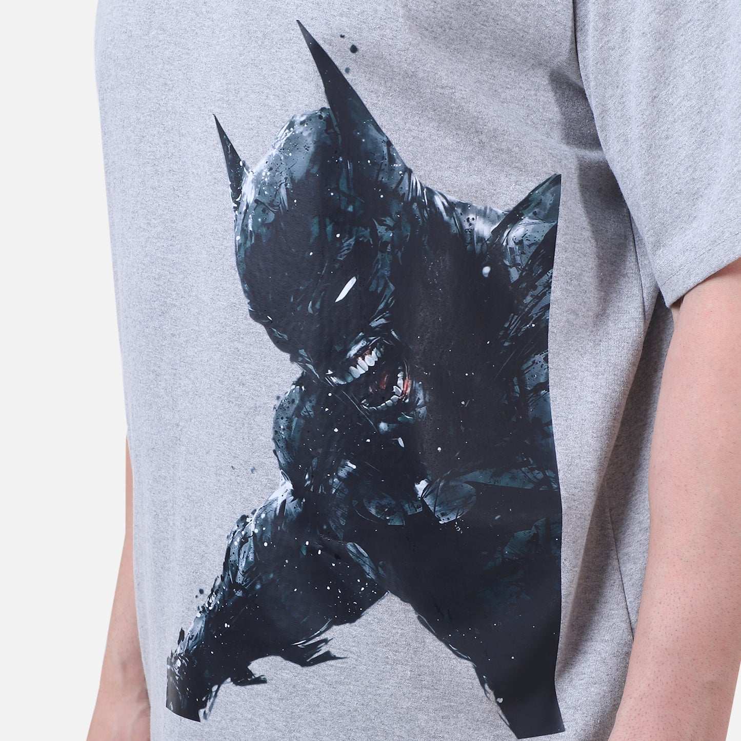 Dark Knight Rage Graphic T-Shirt – Grey Cotton Unisex Batman-Inspired Tee