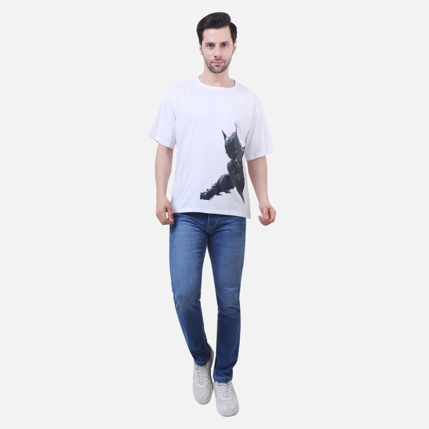Dark Knight Fury Graphic T-Shirt – White Cotton Superhero Tee (Unisex)