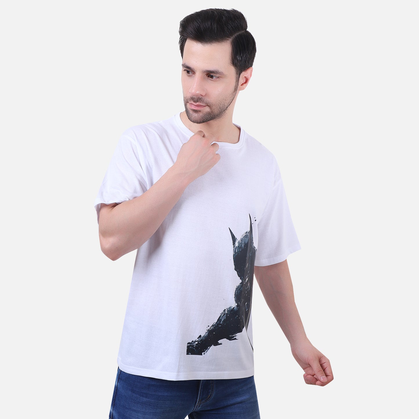 Dark Knight Fury Graphic T-Shirt – White Cotton Superhero Tee (Unisex)