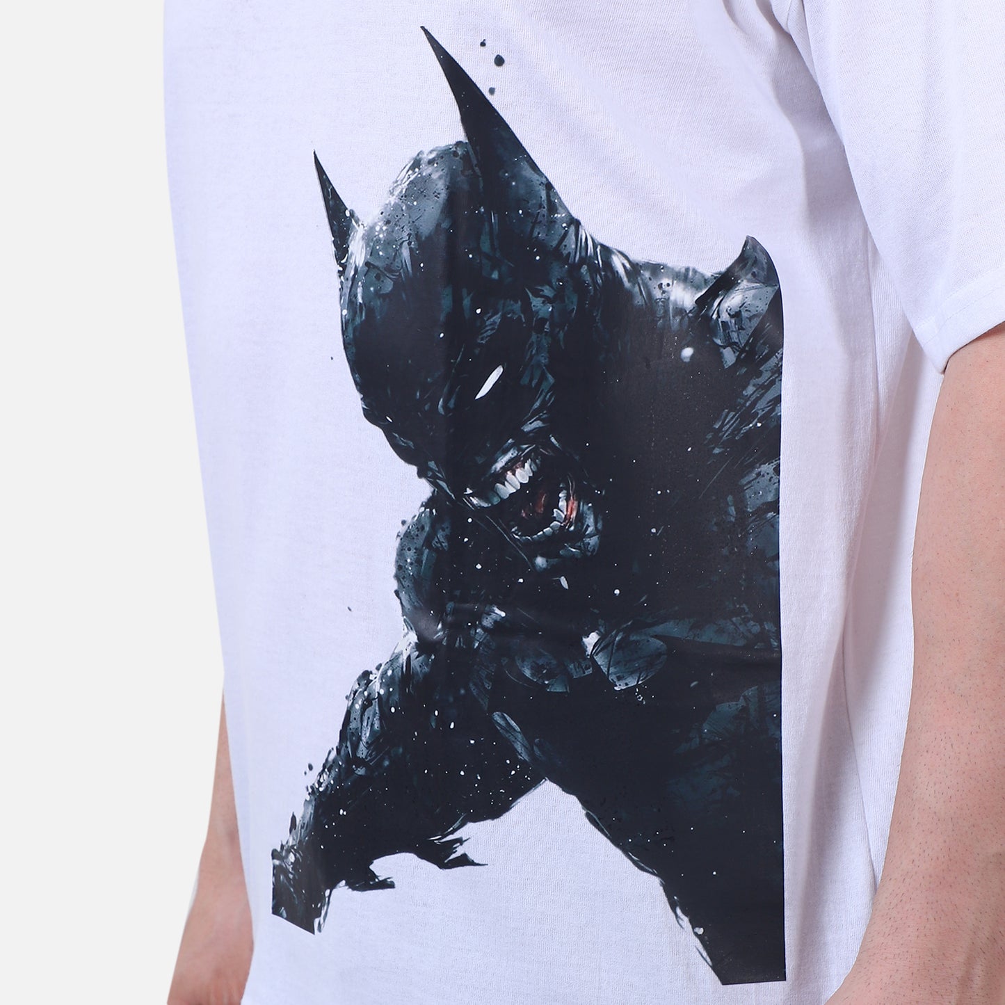 Dark Knight Fury Graphic T-Shirt – White Cotton Superhero Tee (Unisex)
