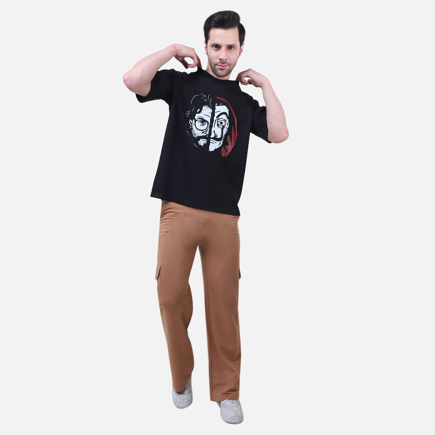 La Casa Face-Off T-Shirt – Black Cotton Unisex Graphic Tee