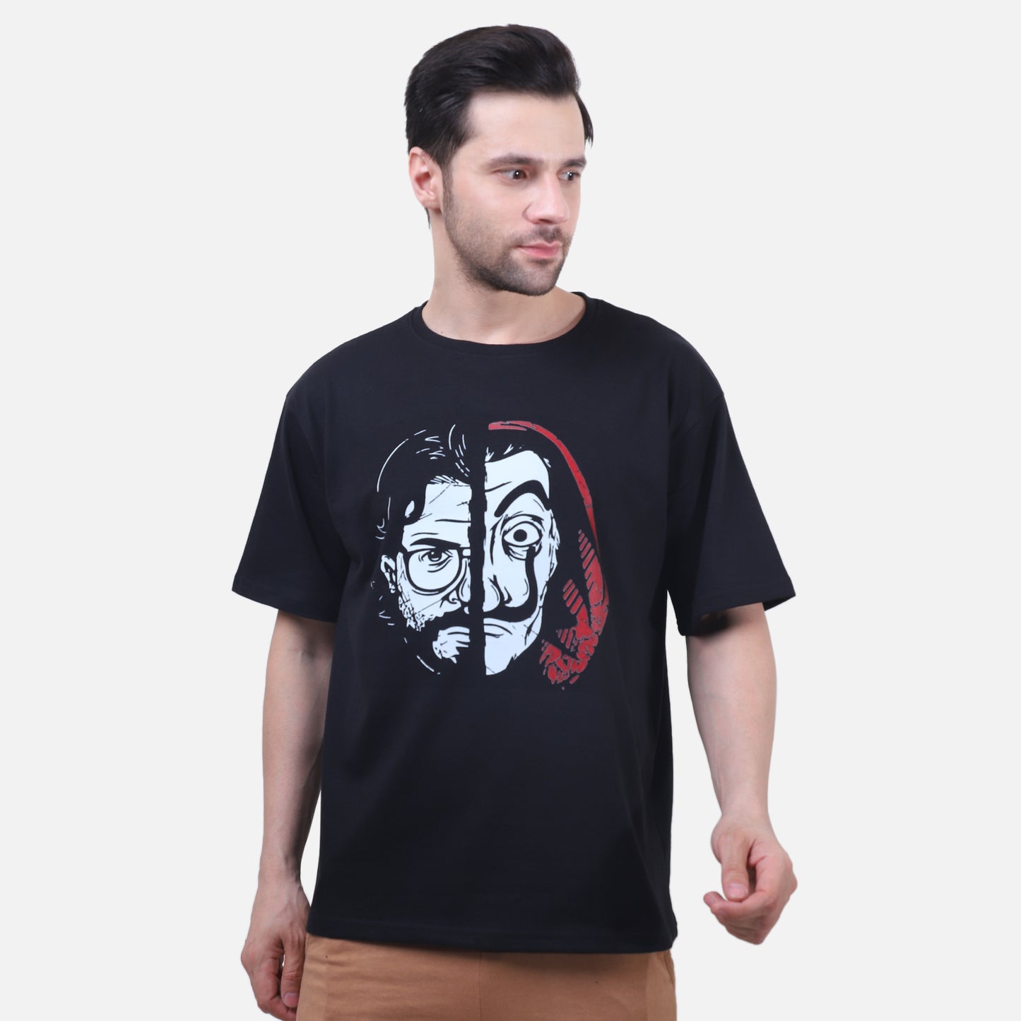 La Casa Face-Off T-Shirt – Black Cotton Unisex Graphic Tee