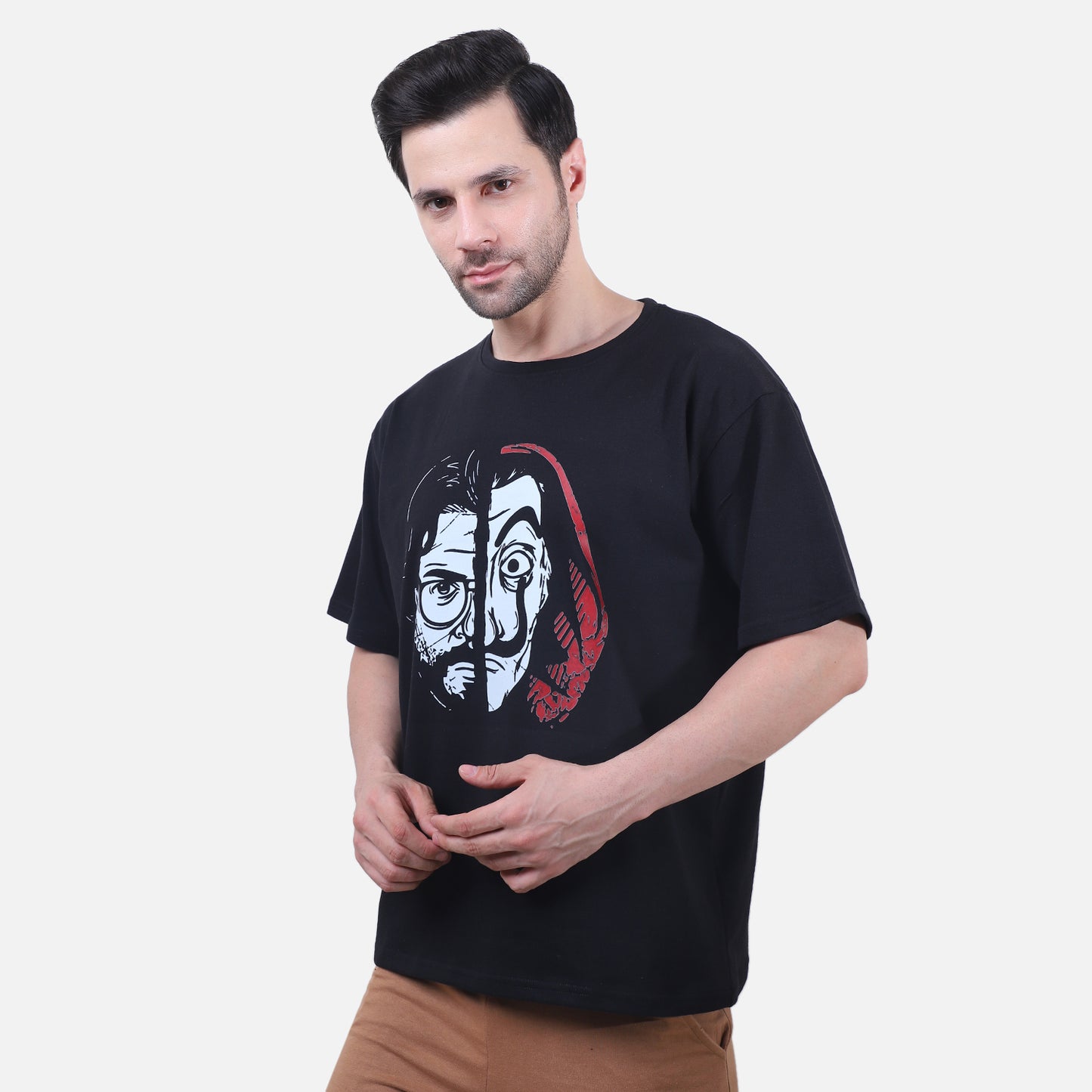 La Casa Face-Off T-Shirt – Black Cotton Unisex Graphic Tee