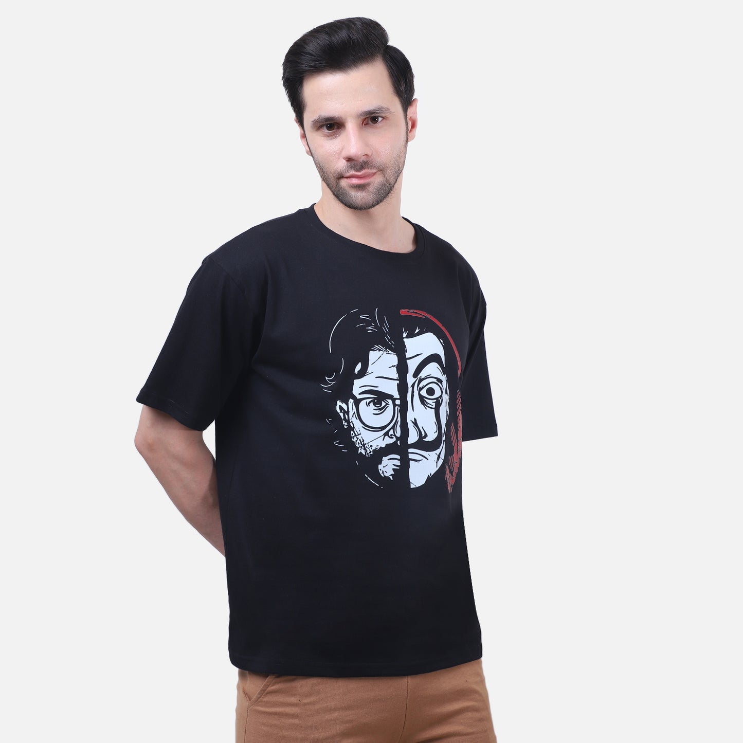 La Casa Face-Off T-Shirt – Black Cotton Unisex Graphic Tee