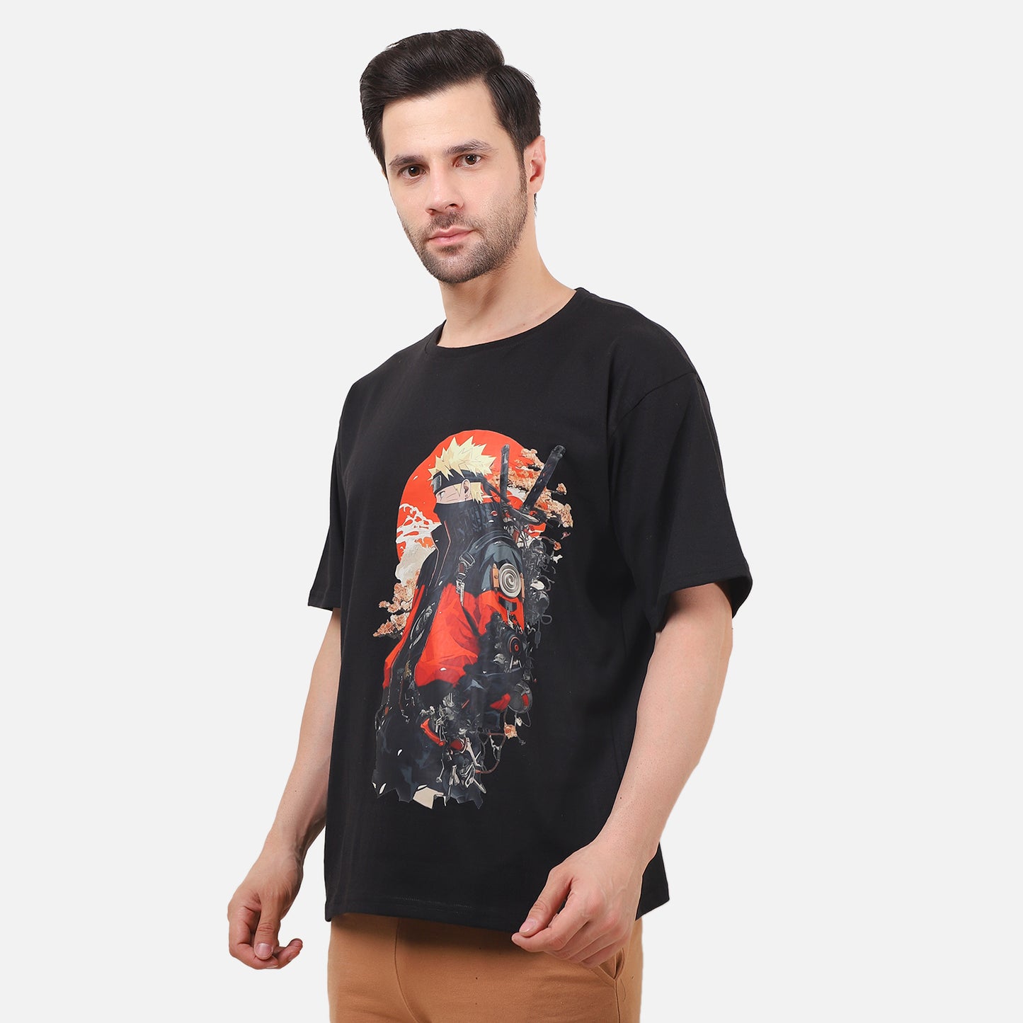 Cyber Ninja Samurai Graphic T-Shirt – Anime-Inspired Streetwear Tee (Black)