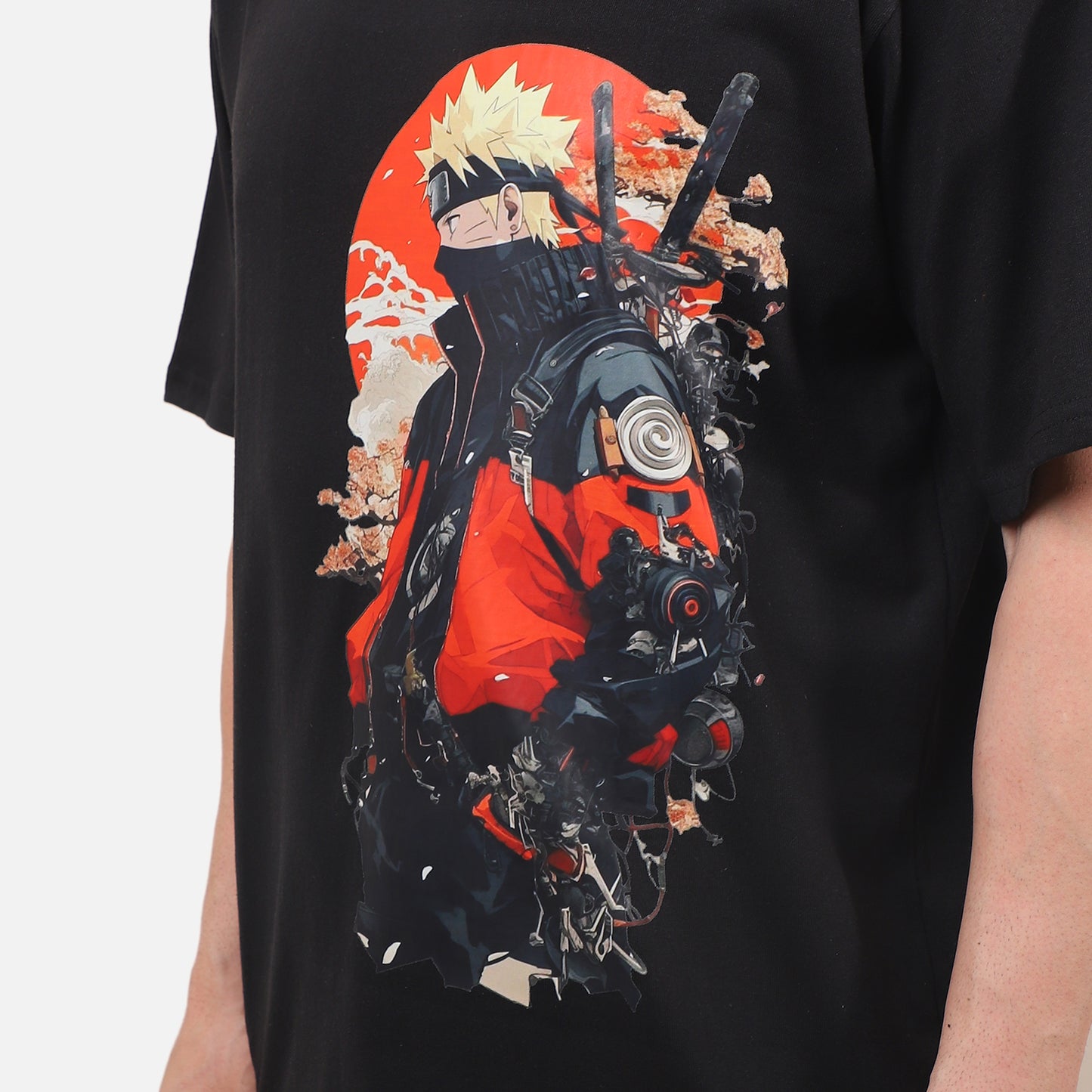 Cyber Ninja Samurai Graphic T-Shirt – Anime-Inspired Streetwear Tee (Black)