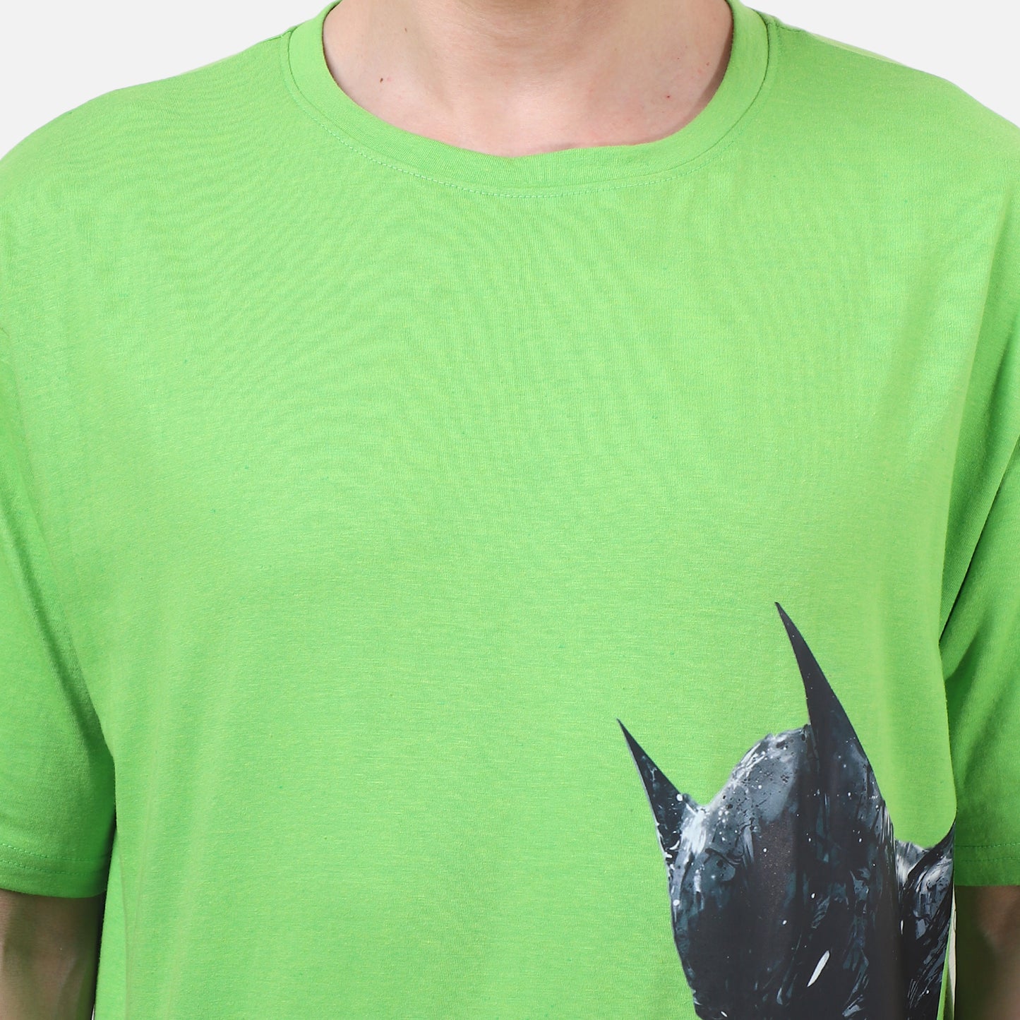 Shadow Vigilante Graphic T-Shirt – Neon Green Superhero Tee for Men