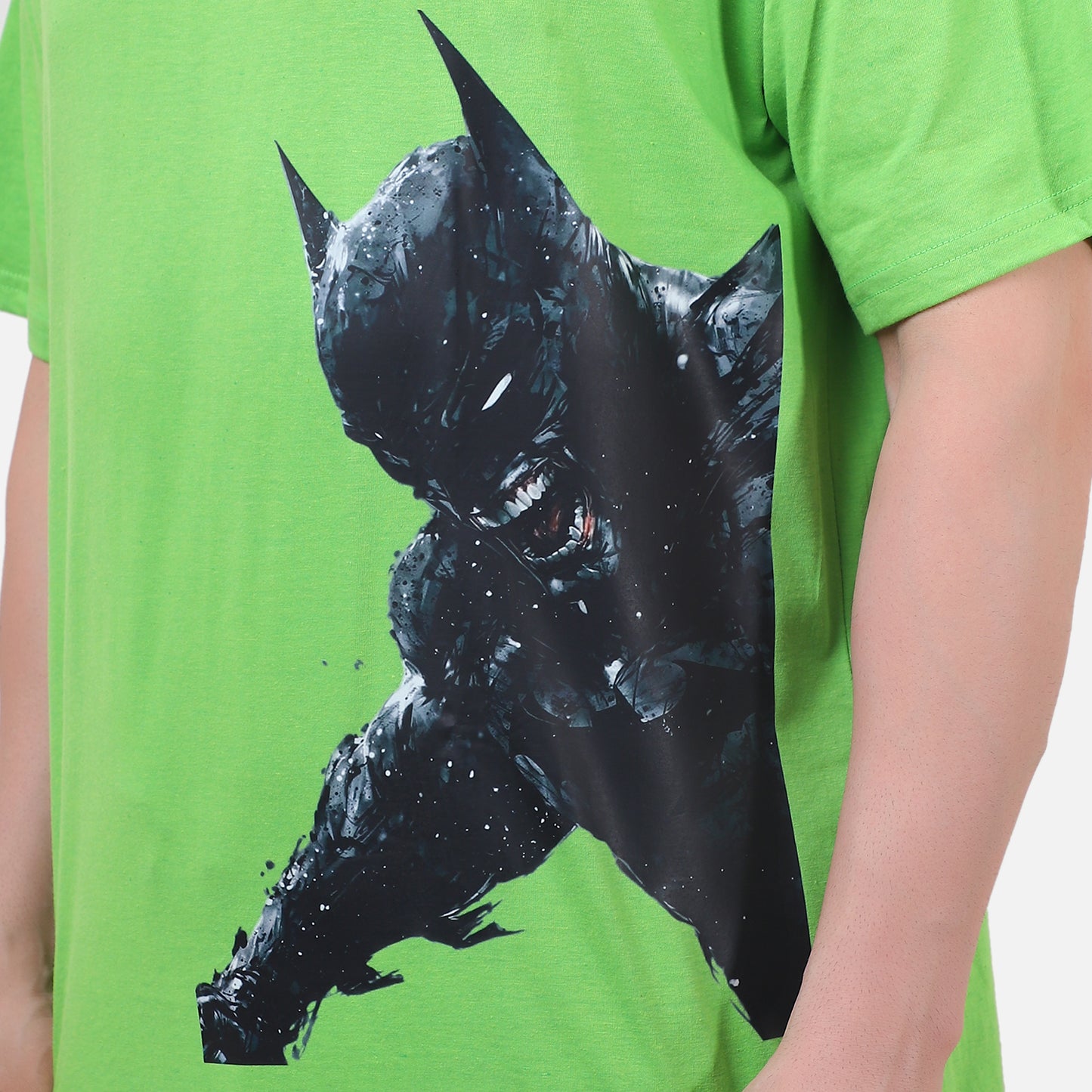 Shadow Vigilante Graphic T-Shirt – Neon Green Superhero Tee for Men