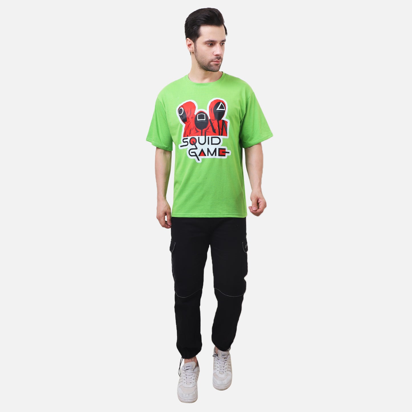 Squid Game Guards Graphic T-Shirt – Neon Green Korean Series Tee for Men
