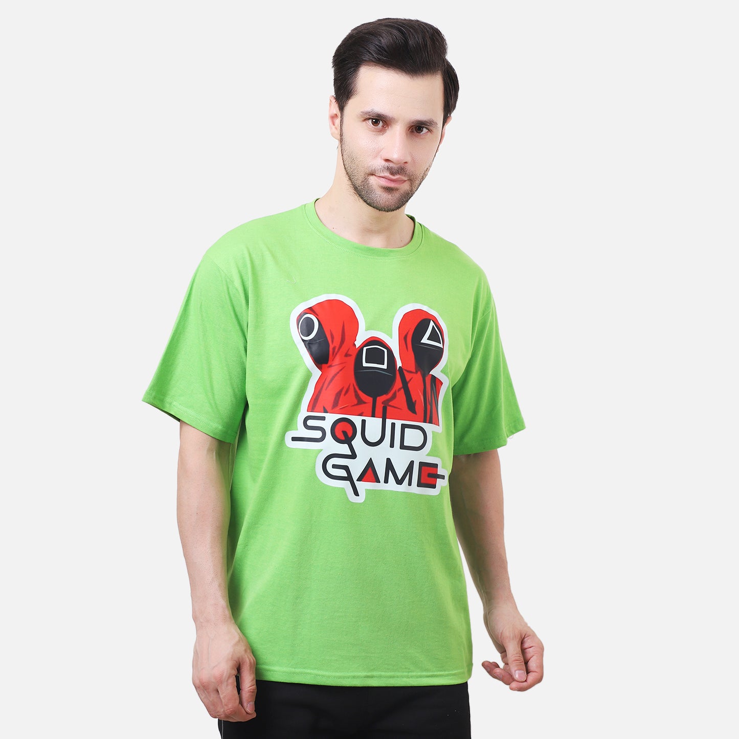 Squid Game Guards Graphic T-Shirt – Neon Green Korean Series Tee for Men