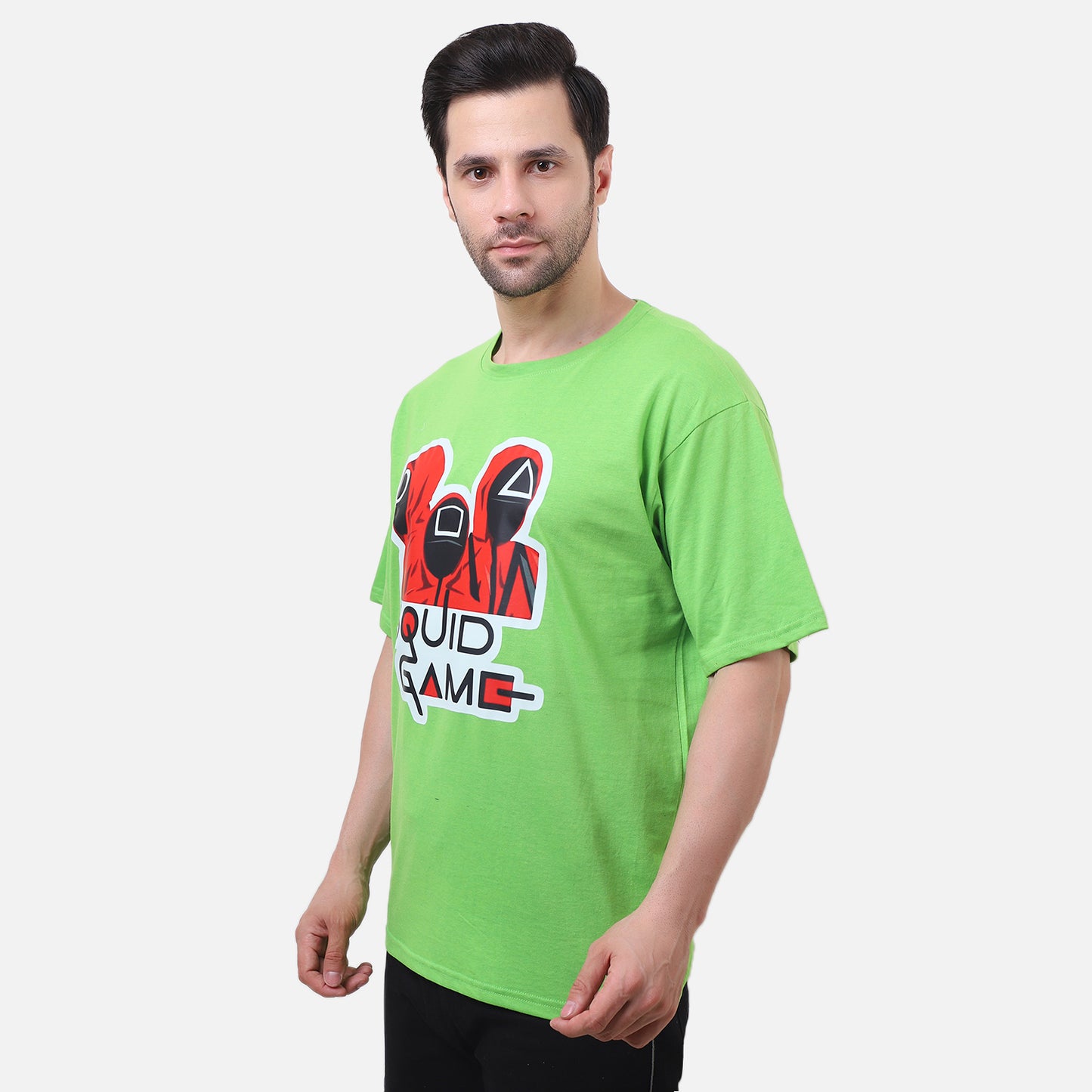 Squid Game Guards Graphic T-Shirt – Neon Green Korean Series Tee for Men