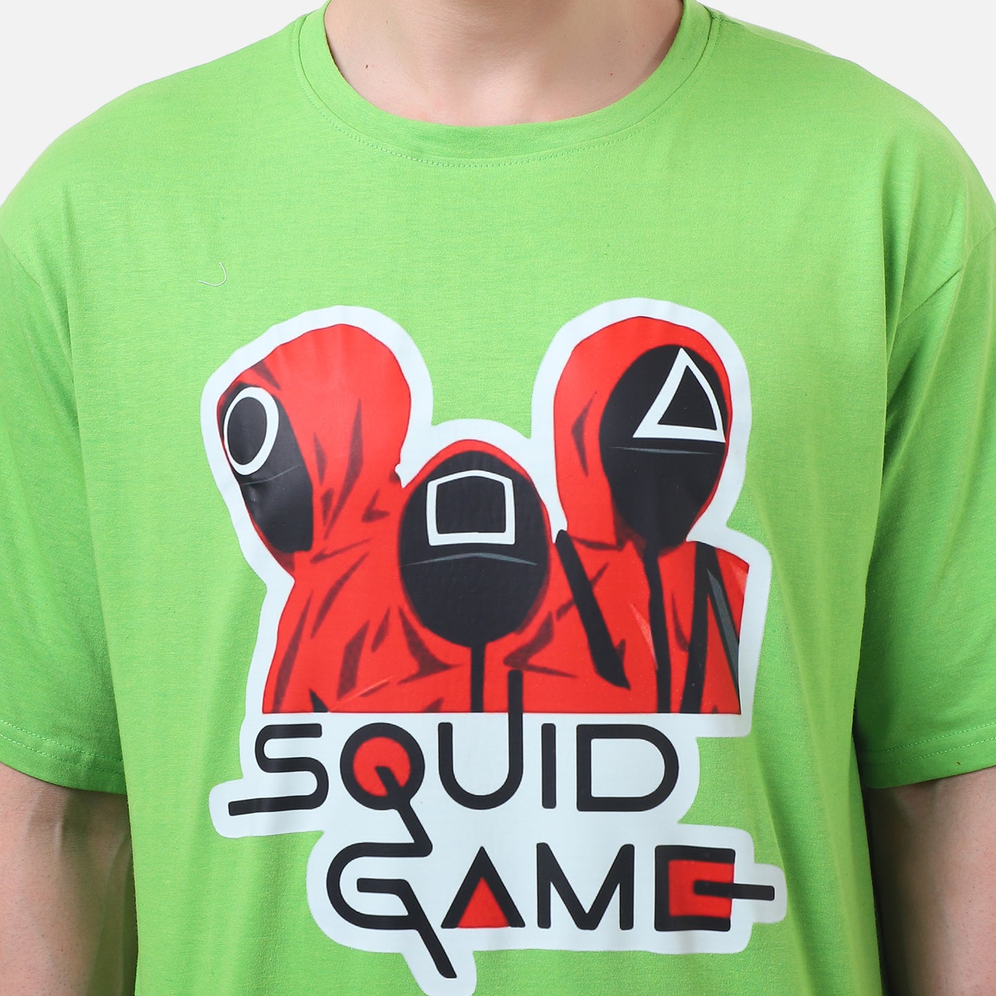 Squid Game Guards Graphic T-Shirt – Neon Green Korean Series Tee for Men