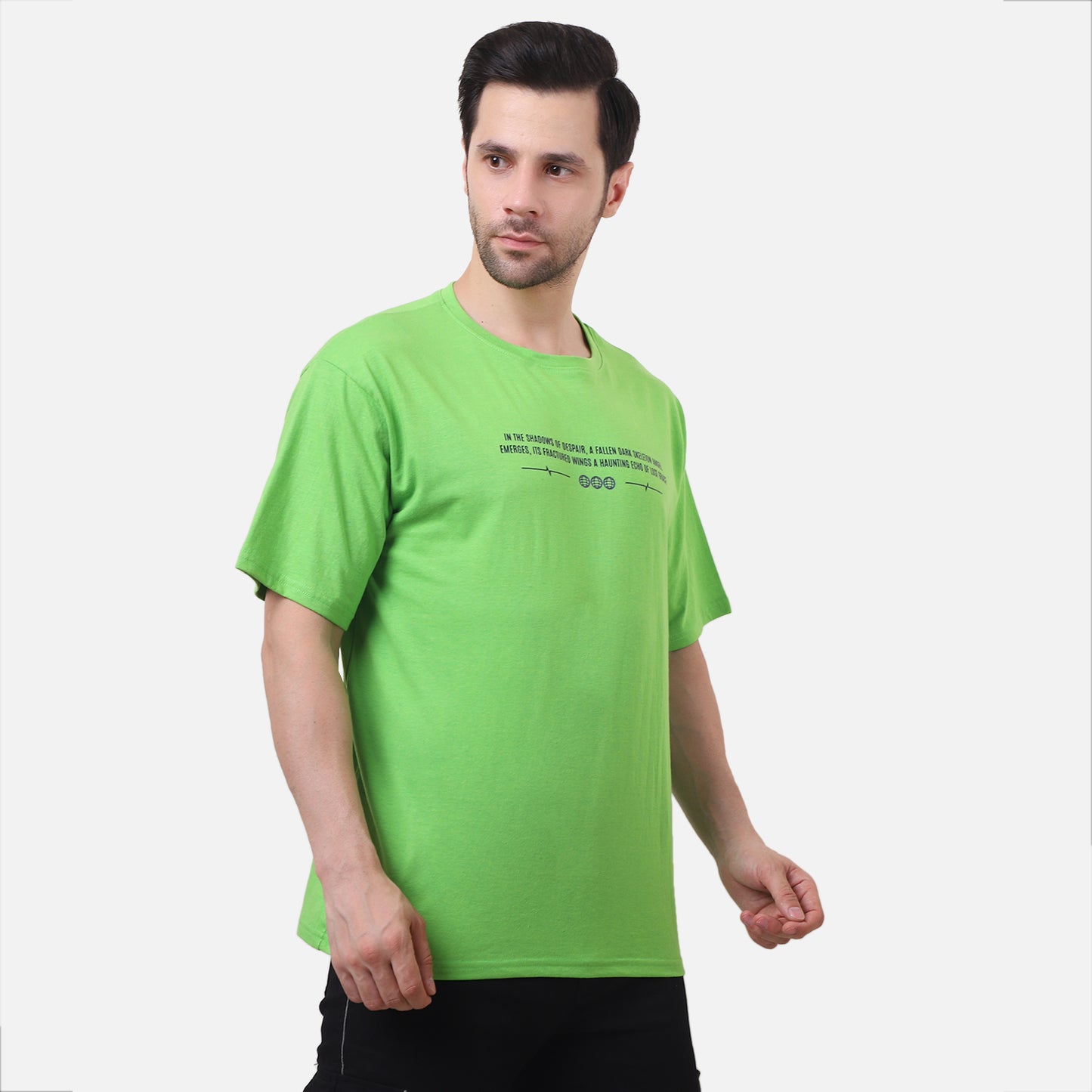Fallen Angel Skeleton Graphic T-Shirt – Neon Green Gothic Streetwear for Men