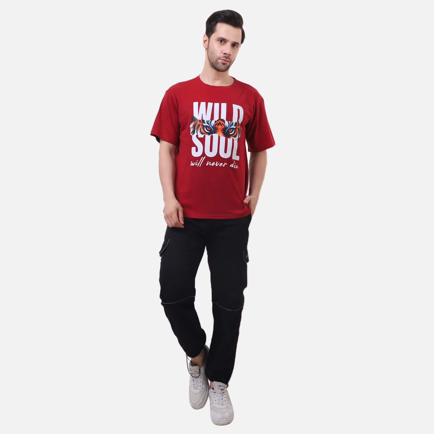 Wild Soul Tiger Graphic T-Shirt – Bold Red Tee for Men with Fierce Jungle Vibes