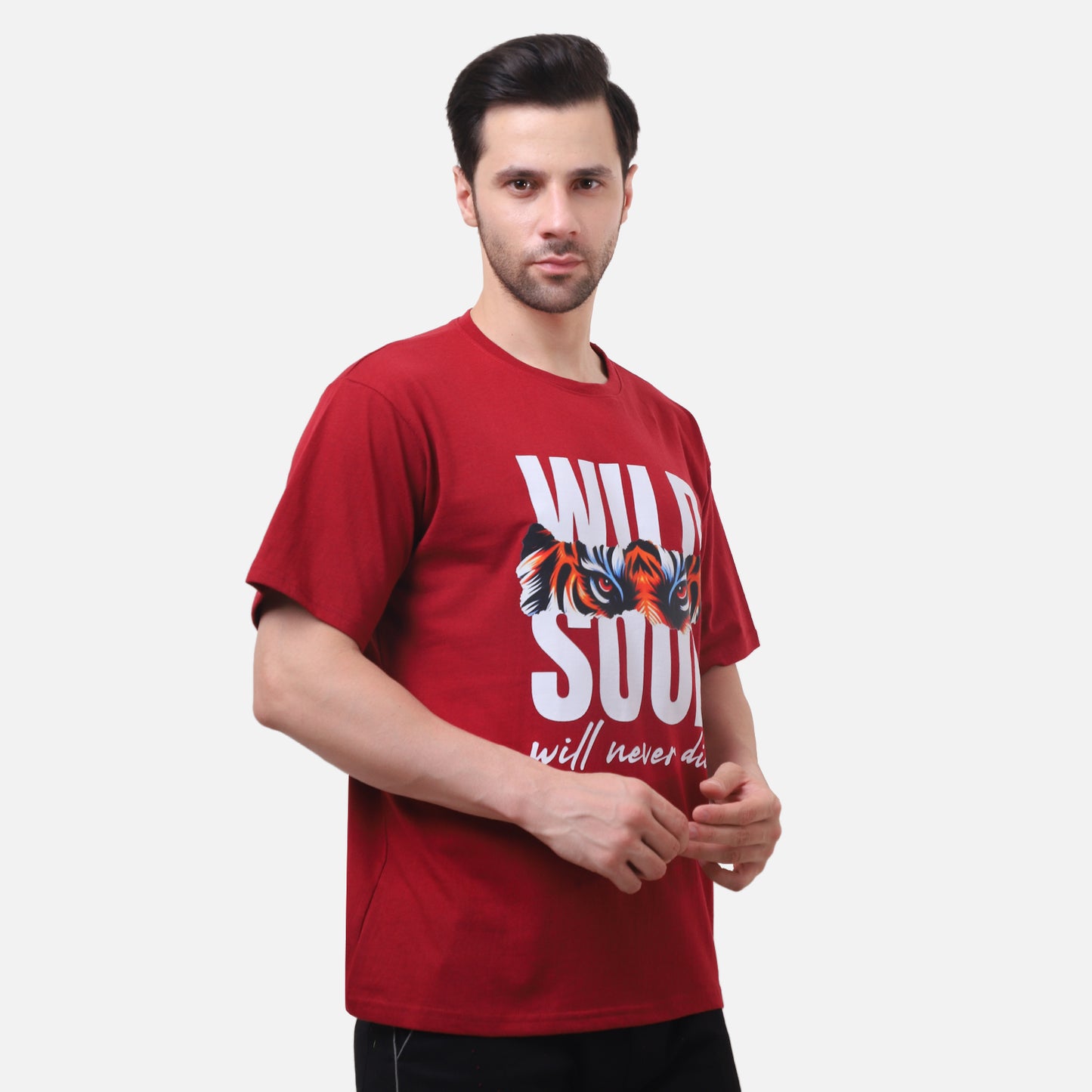 Wild Soul Tiger Graphic T-Shirt – Bold Red Tee for Men with Fierce Jungle Vibes