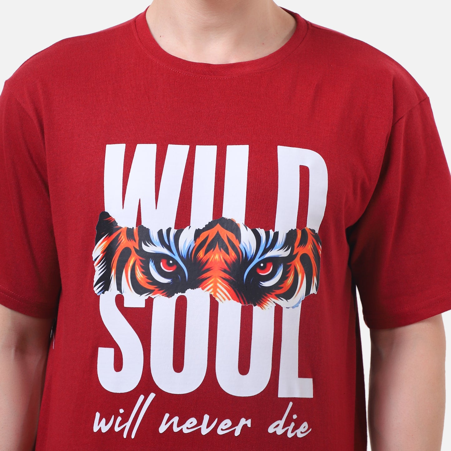 Wild Soul Tiger Graphic T-Shirt – Bold Red Tee for Men with Fierce Jungle Vibes
