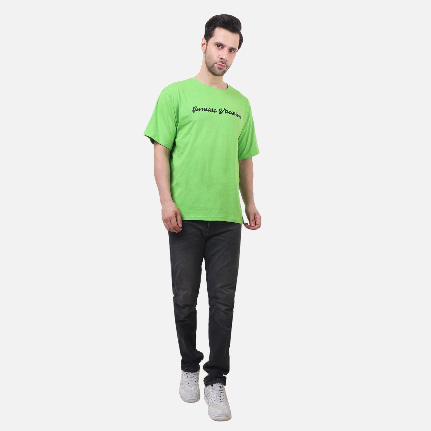 Jurassic Vacation Neon Green Graphic Tee – Retro Vibes.