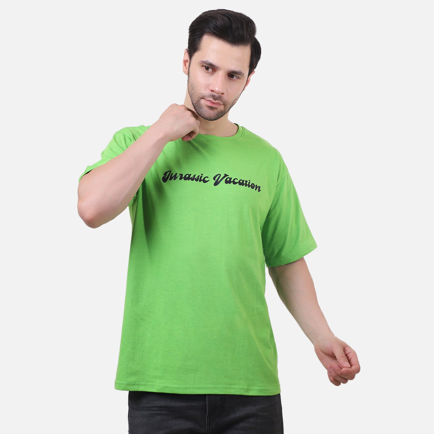 Jurassic Vacation Neon Green Graphic Tee – Retro Vibes.