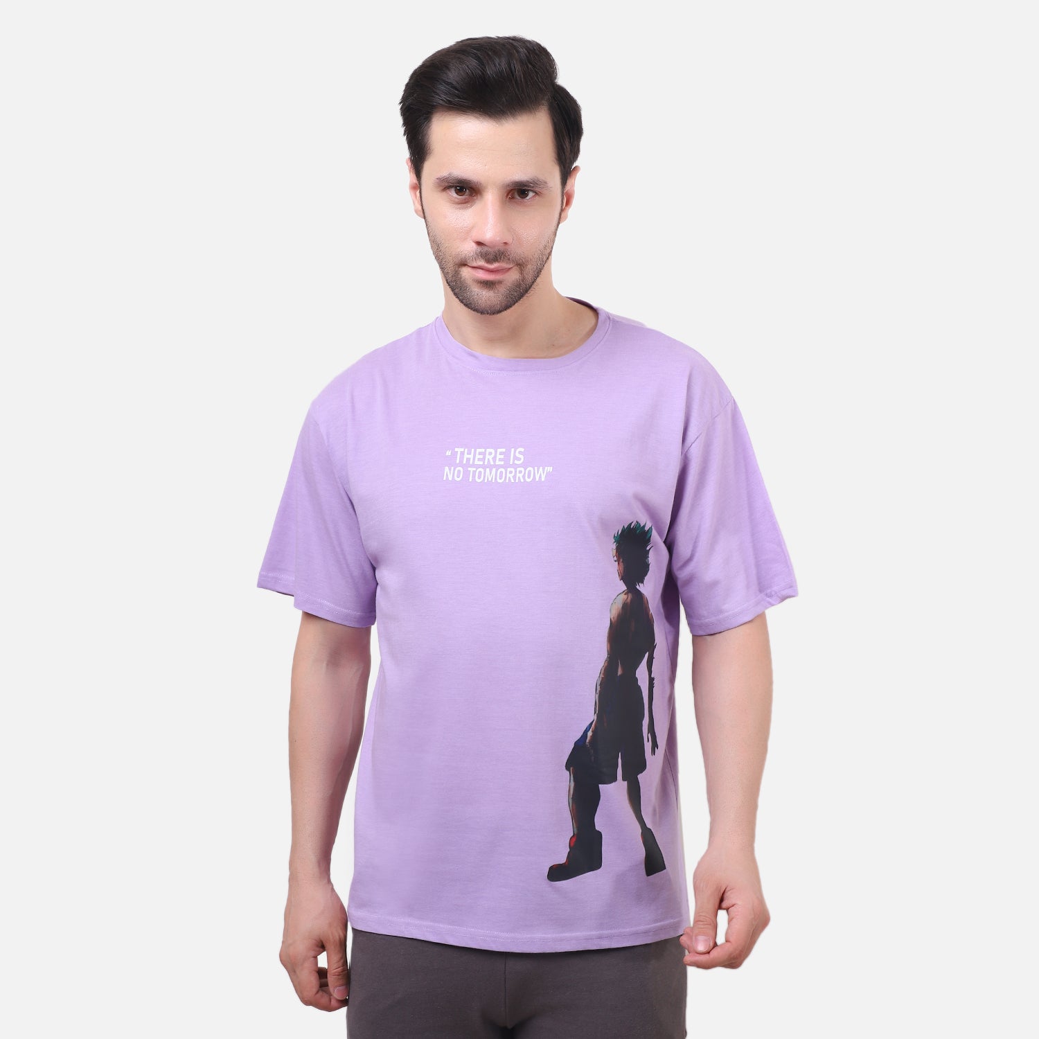 Fearless Spirit Anime Graphic T-Shirt – Lavender Edition