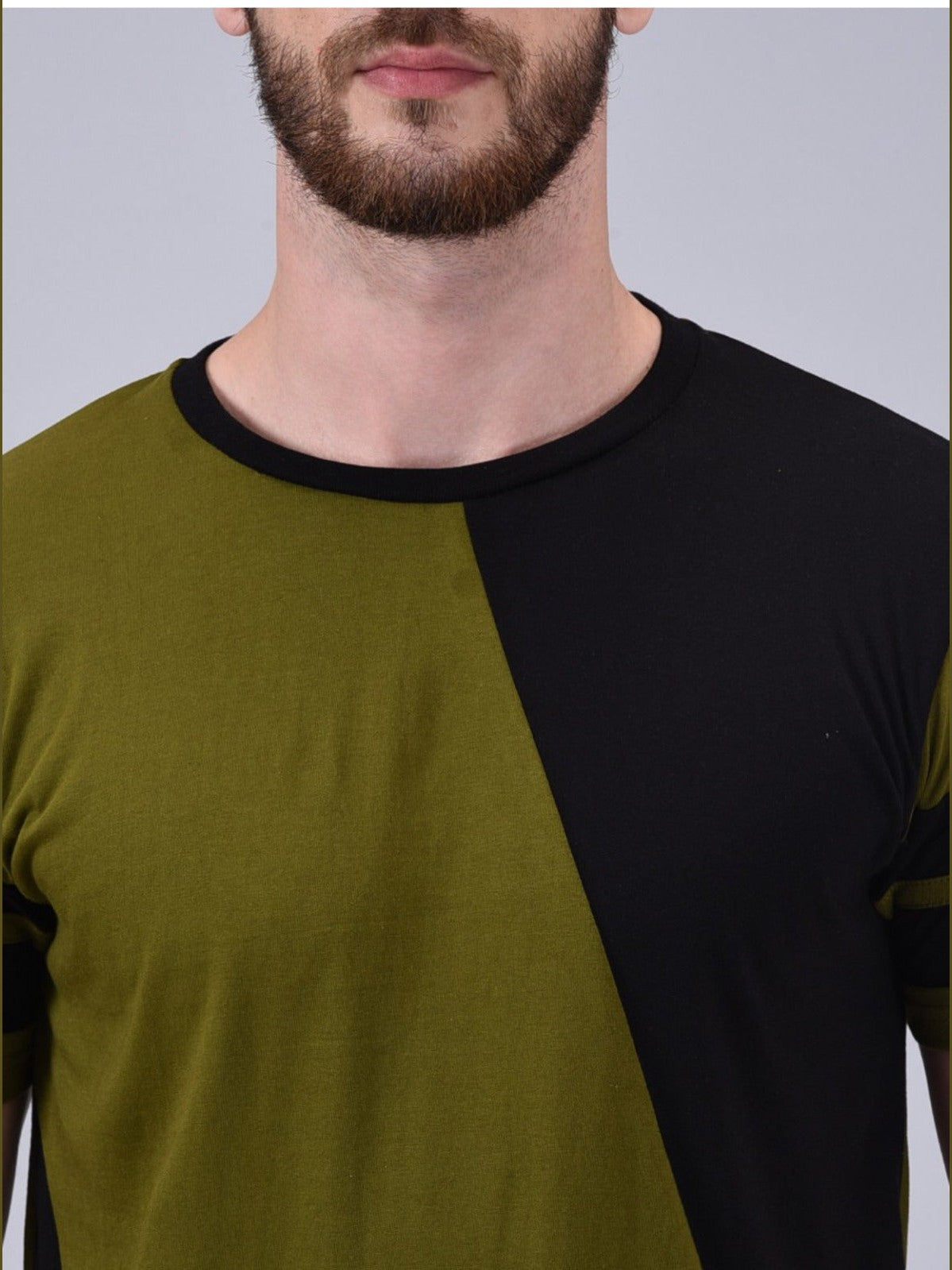 Men's Olive Half Sleeves Cotton T-Shirt – Modern & Trendy
