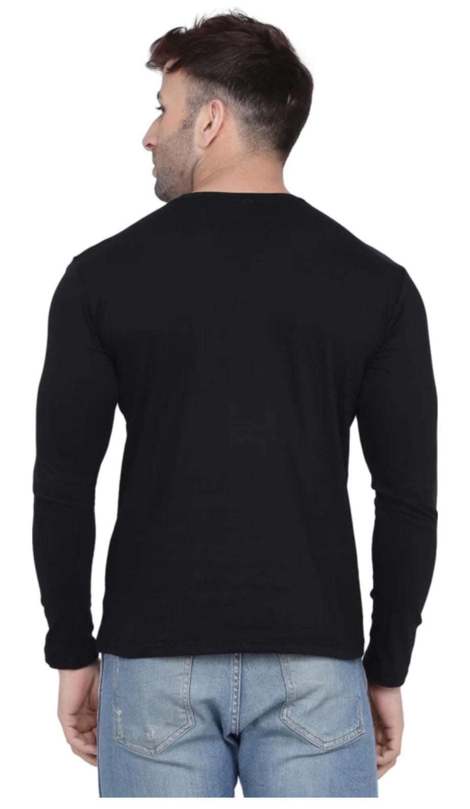 Men's Black Full Sleeves T-Shirt – Pure Cotton Casual Tee