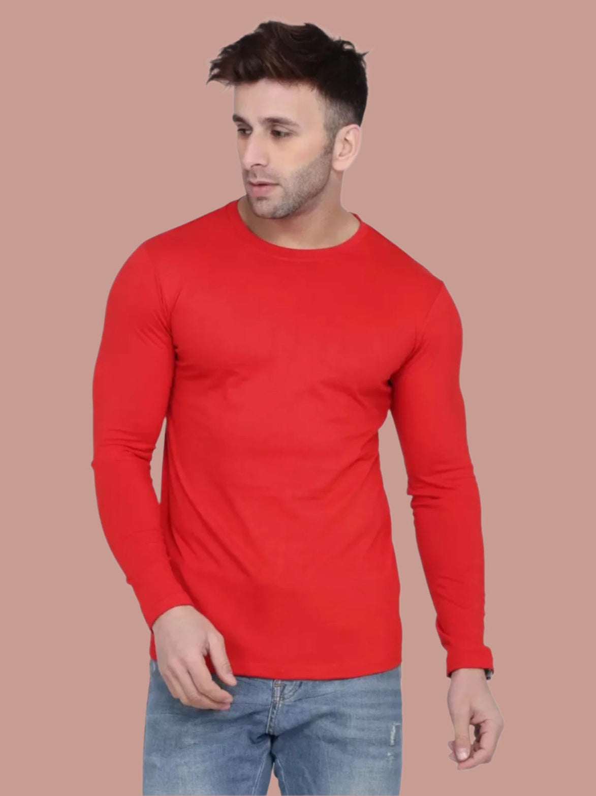 Men's Red Full Sleeves T-Shirt – Pure Cotton Casual Wear