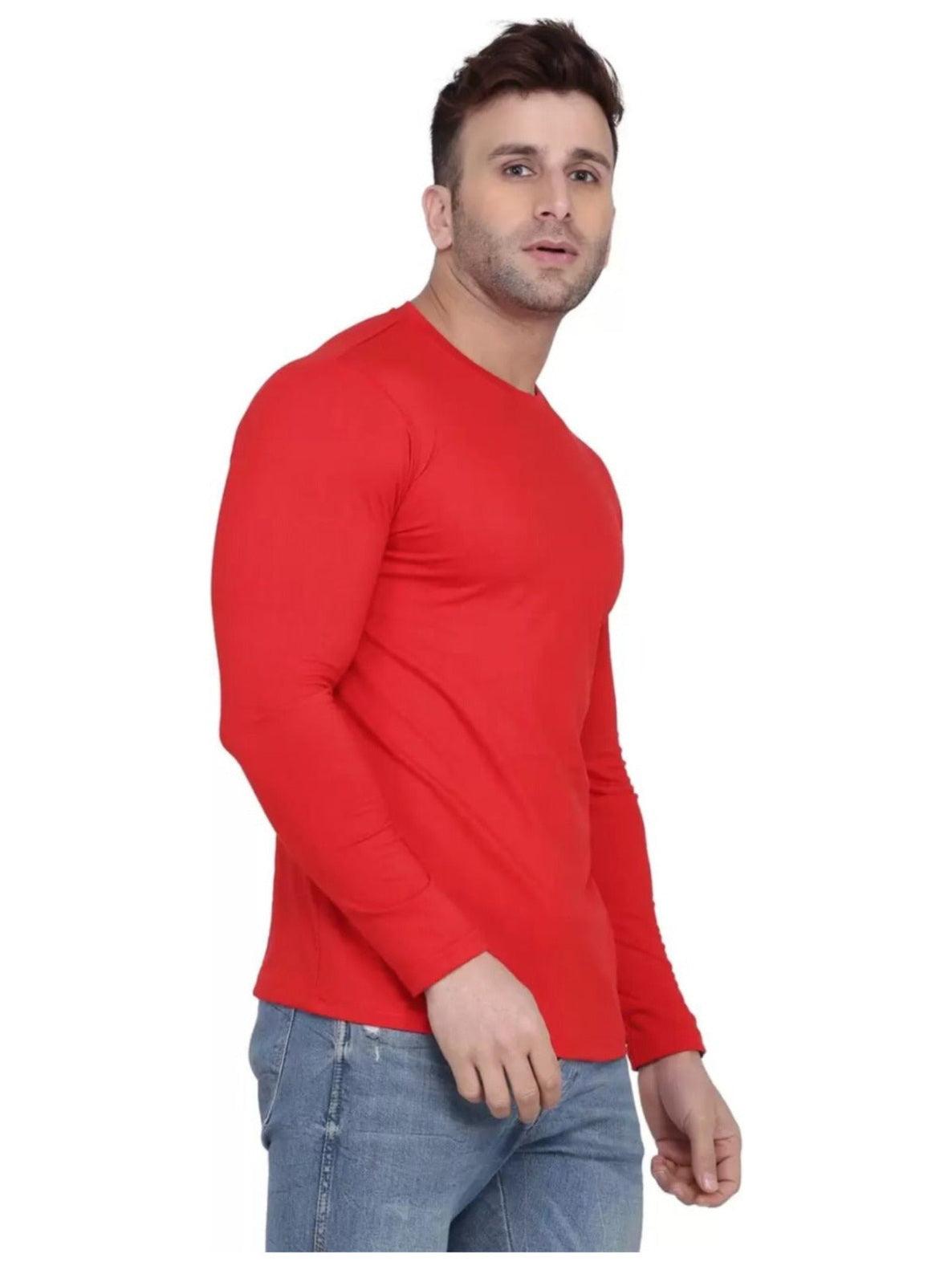 Men's Red Full Sleeves T-Shirt – Pure Cotton Casual Wear