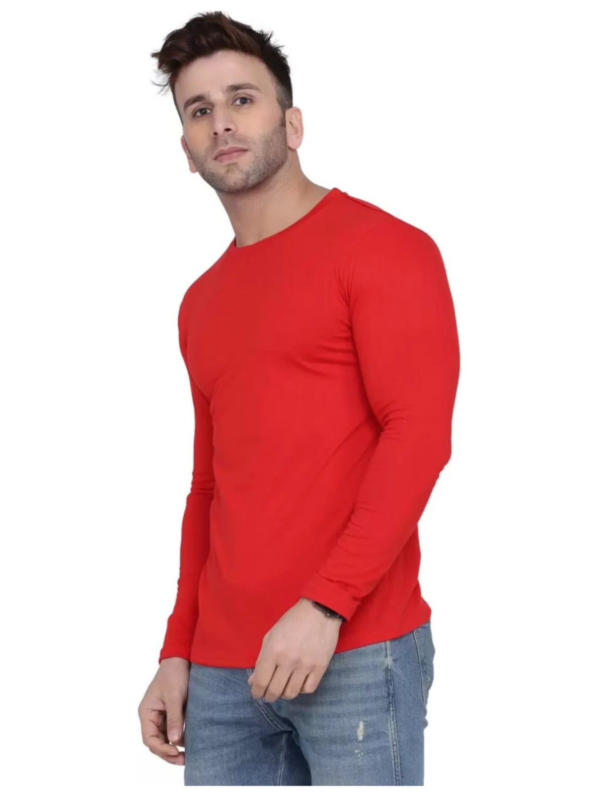 Men's Red Full Sleeves T-Shirt – Pure Cotton Casual Wear