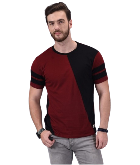 Men's Maroon Half Sleeves Cotton T-Shirt – Modern & Trendy