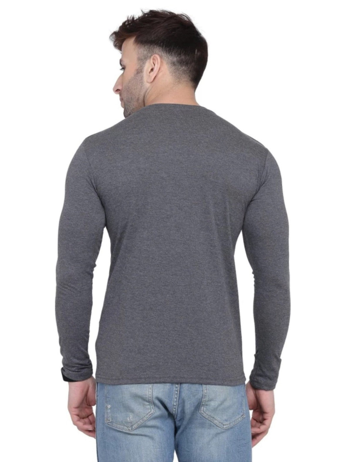 Men Crew Neck Cotton Blend Full Sleeves Regular Fit T-Shirt