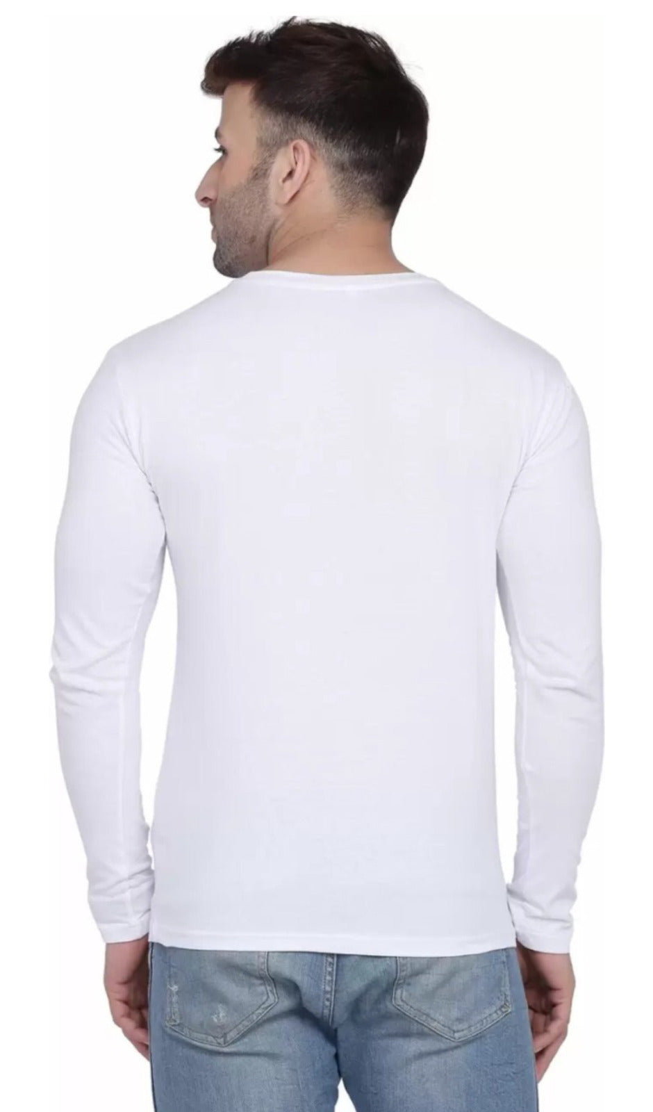 Men's White Full Sleeves T-Shirt – Pure Cotton Classic Wear
