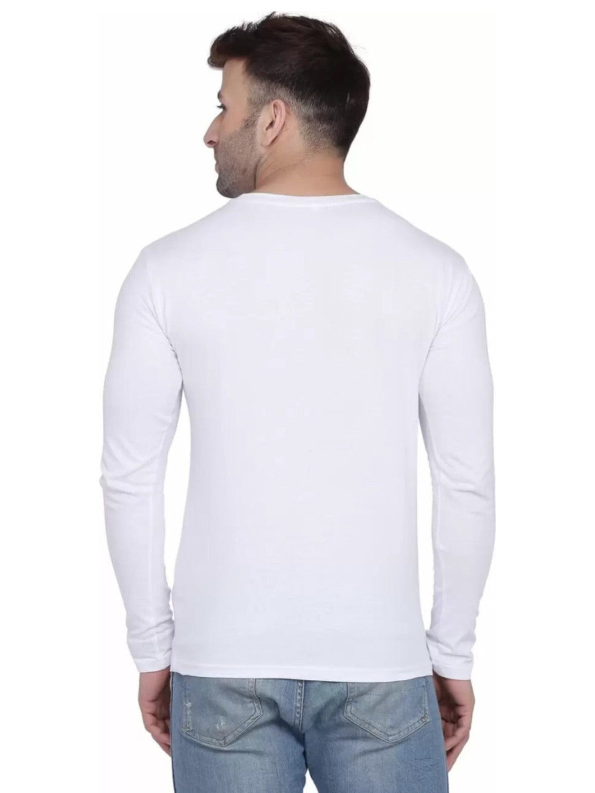 Men's White Full Sleeves T-Shirt – Pure Cotton Classic Wear