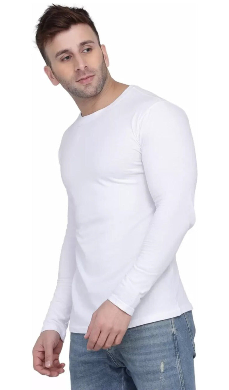 Men's White Full Sleeves T-Shirt – Pure Cotton Classic Wear