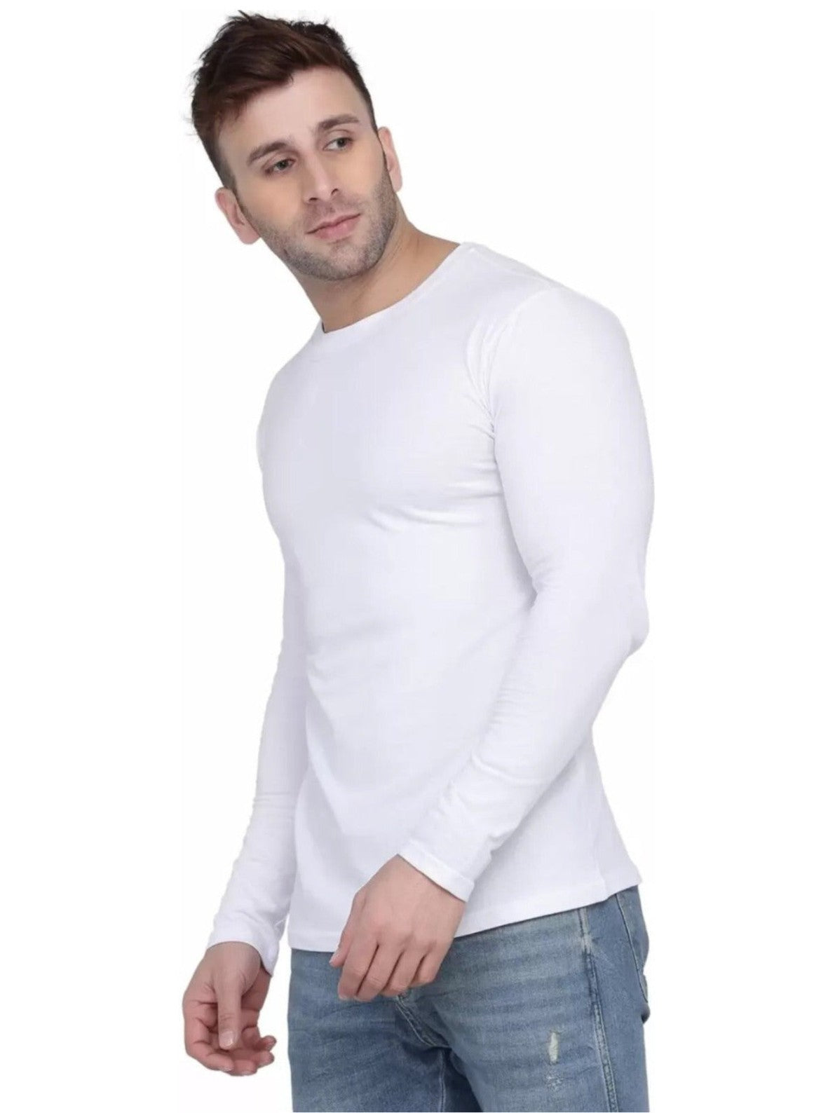 Men's White Full Sleeves T-Shirt – Pure Cotton Classic Wear