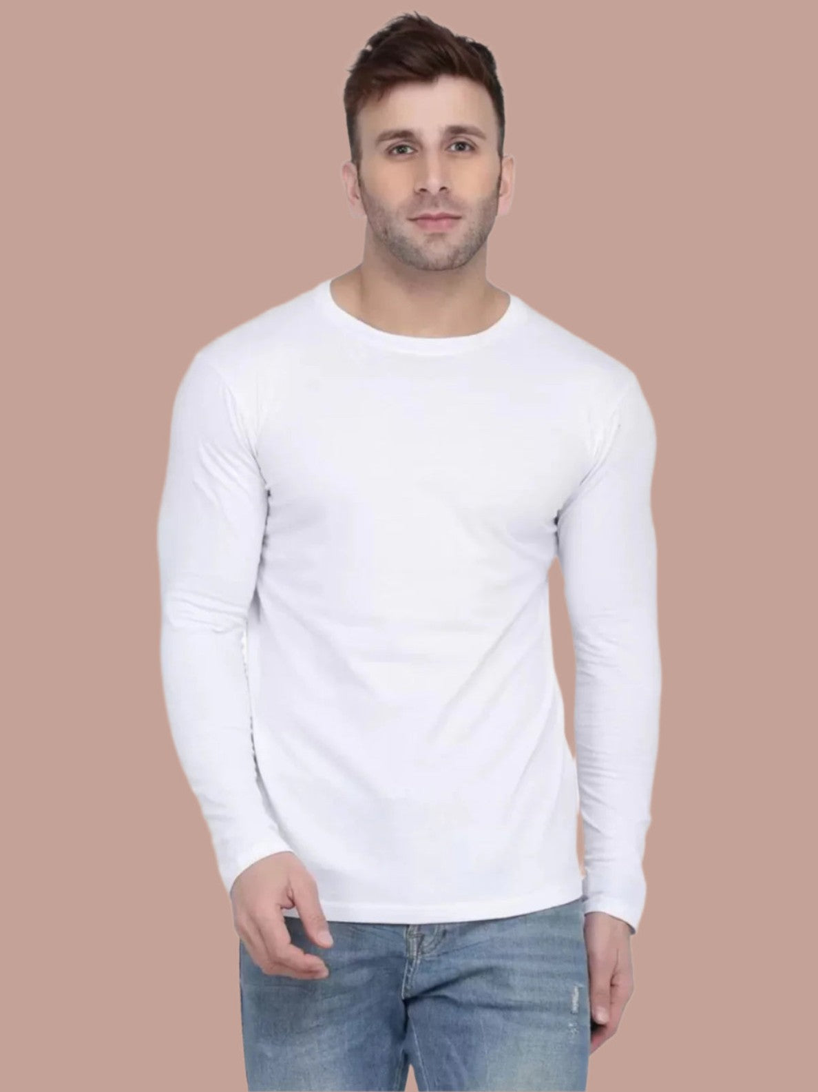 Men's White Full Sleeves T-Shirt – Pure Cotton Classic Wear