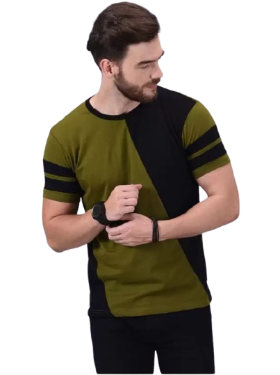 Men's Olive Half Sleeves Cotton T-Shirt – Modern & Trendy