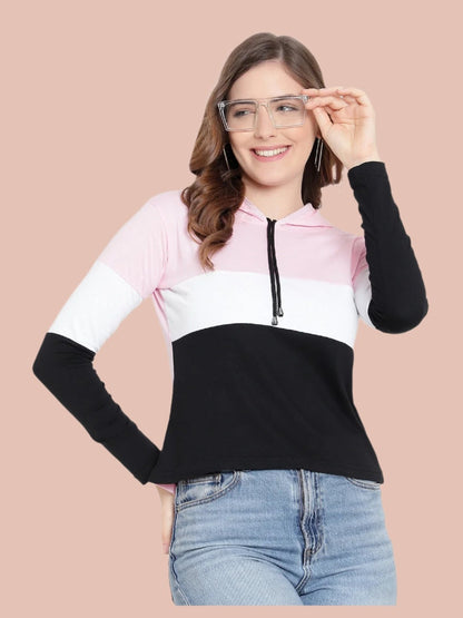 Women's Full Sleeves Hoodie T-Shirt – Round Neck Casual Wear