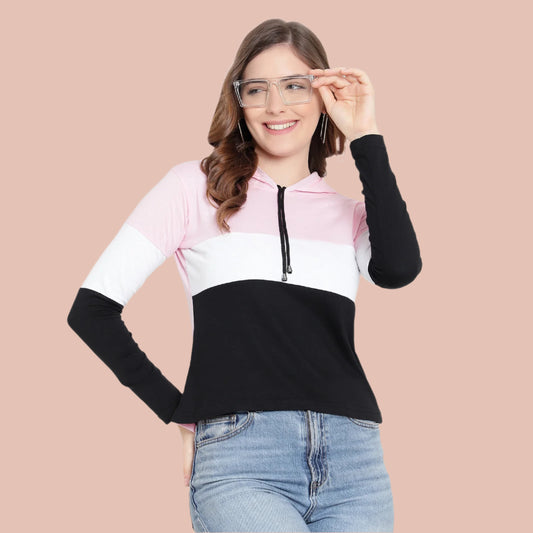 Women's Full Sleeves Hoodie T-Shirt – Round Neck Casual Wear