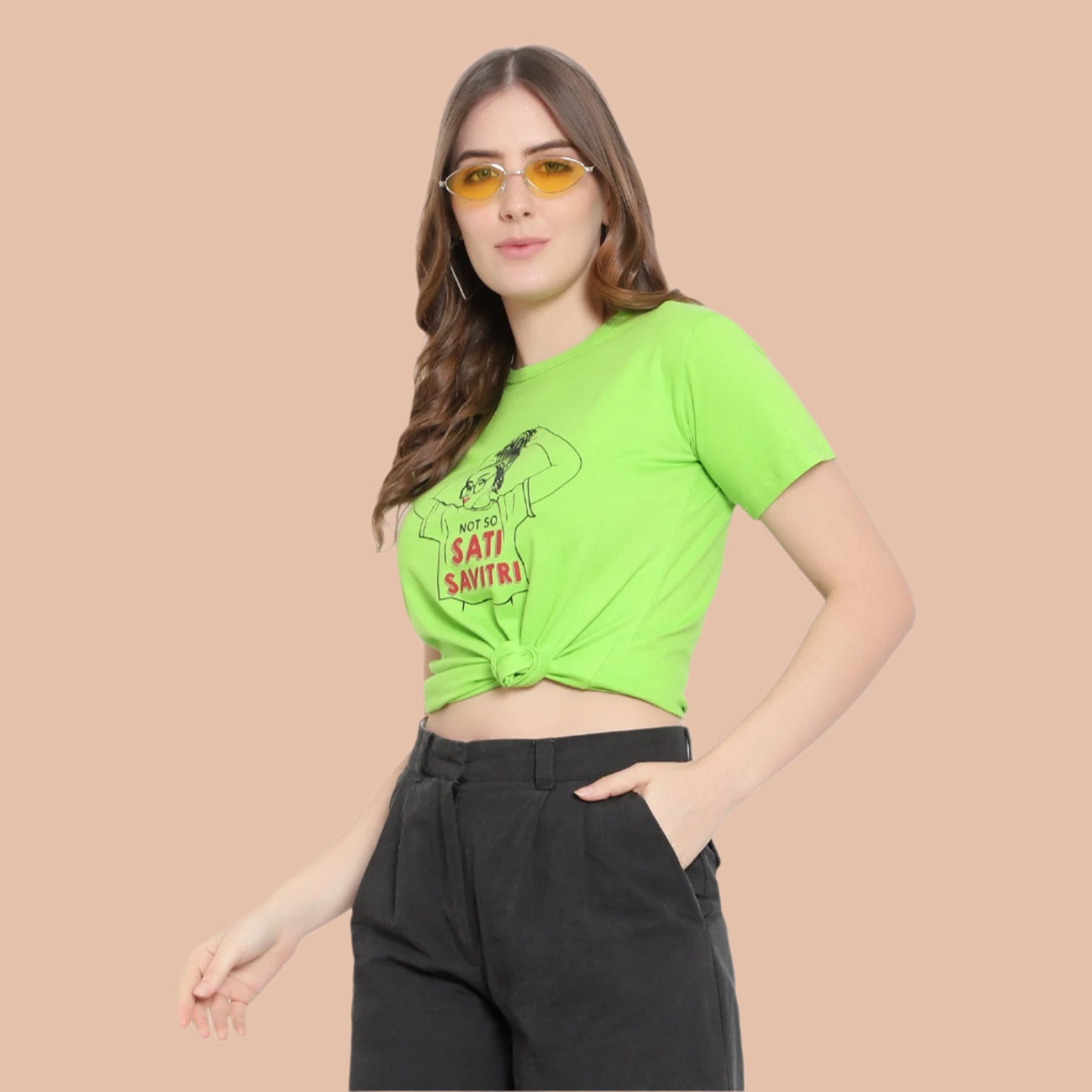 Women's Neon Color Printed Half Sleeves Cotton T-Shirt