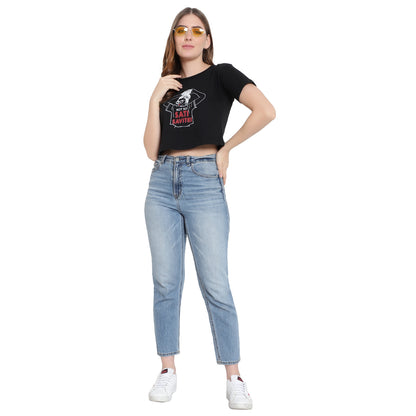 Women’s Printed Crop Top – Pure Cotton T-Shirt