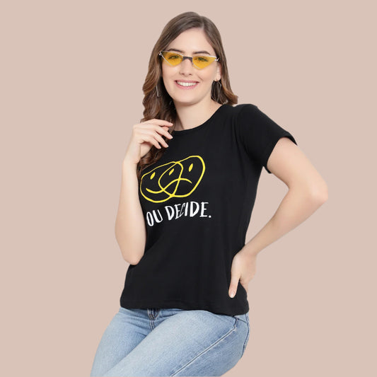 Women's Cotton Half-Sleeve Printed T-Shirt – Casual & Stylish