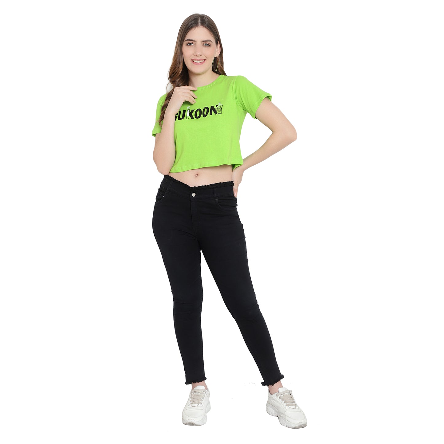 Women's Neon Crop Top – Half Sleeves Cotton T-Shirt