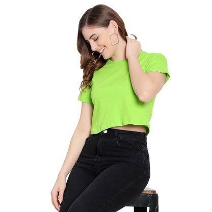 Women’s Neon-Plain Crop Top – Pure Cotton T-Shirt