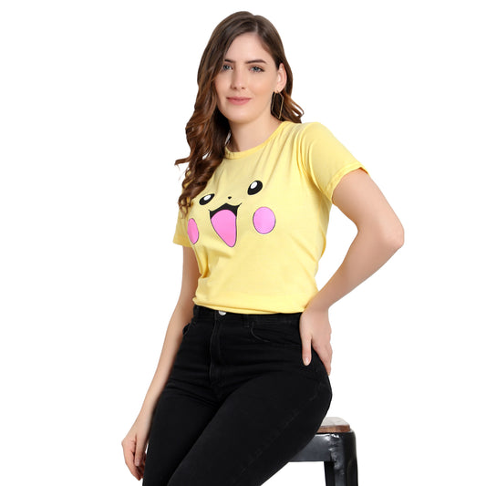 Women's Yellow Color Half Sleeves Cotton T-Shirt – Modern & Trendy